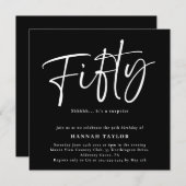 五十白黒モダン五十誕生日 招待状 (正面/裏面)