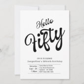 五十白黒モダン第50誕生日招待状 招待状 (正面)