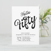 五十白黒モダン第50誕生日招待状 招待状 (スタンド正面)