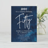 五十 |ネイビーブルー50誕生日サプライズパーティー 招待状 (スタンド正面)