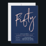 五十 |ブラシモダンバラ金ゴールド50th誕生日パーティー 招待状<br><div class="desc">祝お誕生日パーティーの招待シンプルスタイリッシュ50日の特別な日。このデザインは、ネイビーブルーの背景にクリーンなレイアウトを持つシックなバラ金ゴールドブラシスクリプト"Forty"を備えている。文字カスタマイズと背景色を指定できる。私のショップBaraBomDesignでは、より多くのデザインやパーティーの供給が利用可能である。</div>