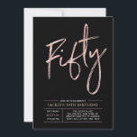 五十 |ブラシモダンバラ金ゴールド50th誕生日パーティー 招待状<br><div class="desc">祝お誕生日パーティーの招待シンプルスタイリッシュ50日の特別な日。このデザインは、ブラック&バラ金ゴールドカラーコンボでクリーンなレイアウトを備えたシックなブラシスクリプト"Fifty"を備えている。私のショップBaraBomDesignでは、より多くのデザインやパーティーの供給が利用可能である。</div>