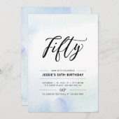 五十 |ブルーウォーター・カラー50th誕生日パーティー 招待状 (正面/裏面)