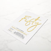 五十 |モダン金ゴールド50th Birthday Party 箔招待状 (回転した状態)