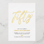 五十 |モダン金ゴールド50th Birthday Party Foil Invite 箔招待状 (正面)