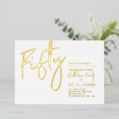 五十 |モダン金ゴールド50th Birthday Party Foil Invite 箔招待状 (立ち正面)