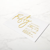 五十 |モダン金ゴールド50th Birthday Party Foil Invite 箔招待状 (回転した状態)