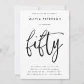 五十 | モダンB&W 50th Birthday Partyタイポグラフィ 招待状 (正面)