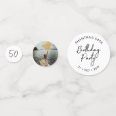 五十 |白黒50モダン番目の誕生日写真 コンフェッティ (正面)