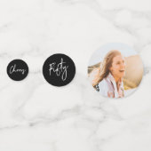 五十 |白黒50モダン番目の誕生日写真 コンフェッティ (裏面)