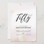 五十 |第ミニマル50回バースデーパーティー水彩画 招待状 (正面)