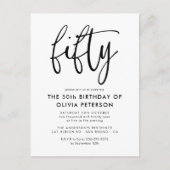 五十 | 第50回モダン白黒バースデーパーティー インビテーションポストカード (正面)