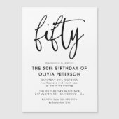 五十 | 第50回モダン白黒バースデーパーティー マグネット招待状 (正面)