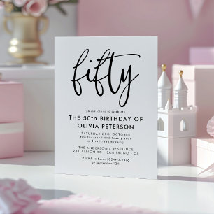 五十   第50回モダン白黒バースデーパーティー マグネット招待状