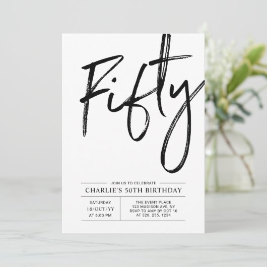 五十 |第50回モダン誕生日パーティーの招待状 招待状 (スタンド正面)