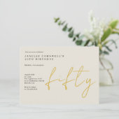 五十 | 金ゴールドモダン第50回バースデーパーティー招待 招待状 (スタンド正面)