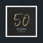 五十 |金ゴールド&ブラックレタリング50th Birthday Party スタンダードカクテルナプキン<br><div class="desc">このシンプルカスタムナプキンは50歳のバースデスタイリッシュィーパーティーに詳細を追加する。このデザインは、黒い背景に金ゴールド文字を備えたカスタムシックなレタリング「50」を備えている。マッチング招待状とパーティー用品は私のショップBaraBomDesignで利用可能。</div>