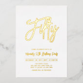 五十 | Chic Foil Script 50thバースデーパーティー 箔招待状 (正面)