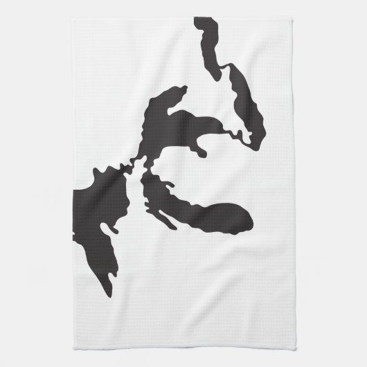 五大湖のカスタムのイラストレーション キッチンタオル (縦)