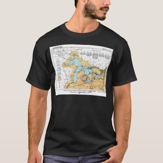 五大湖のヴィンテージの地図 Tシャツ (正面)