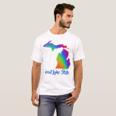五大湖の州 | 虹色の美しいミシガン Tシャツ (正面フル)