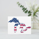 五大湖の米国旗 ポストカード (スタンド正面)