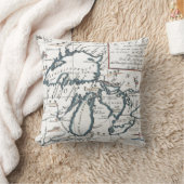五大湖(1696年)のヴィンテージの地図 クッション (ブランケット)