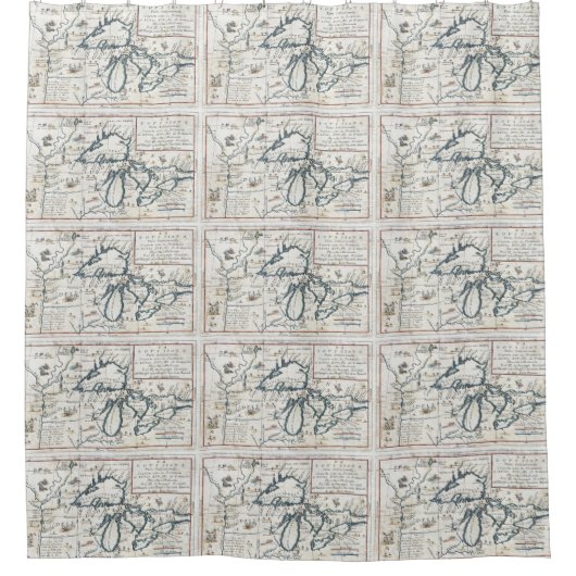 五大湖(1696年)のヴィンテージの地図 シャワーカーテン (正面)