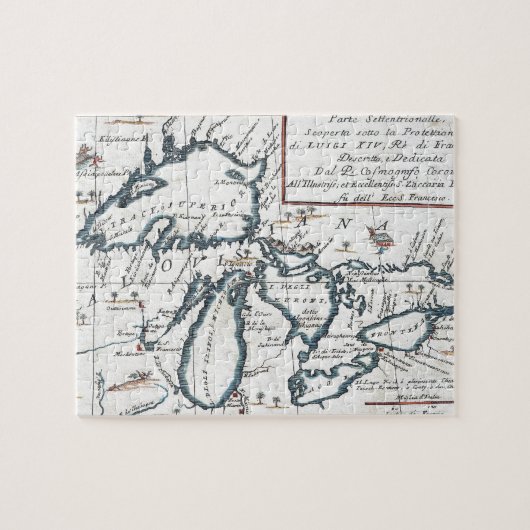 五大湖(1696年)のヴィンテージの地図 ジグソーパズル (横)