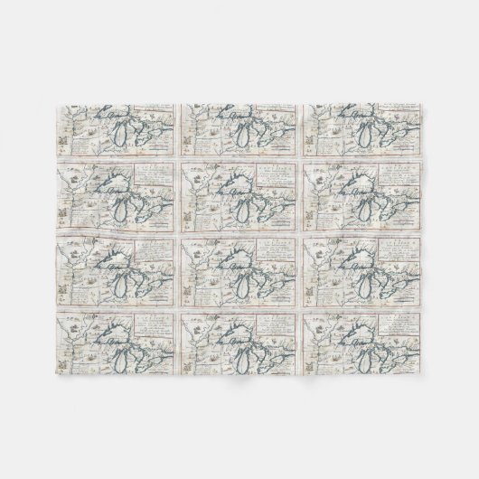 五大湖(1696年)のヴィンテージの地図 フリースブランケット (正面(横))