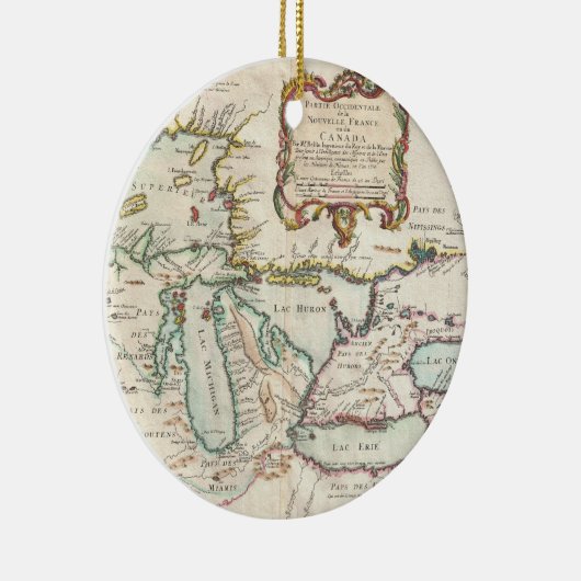 五大湖(1755年)のヴィンテージの地図 セラミックオーナメント (右)
