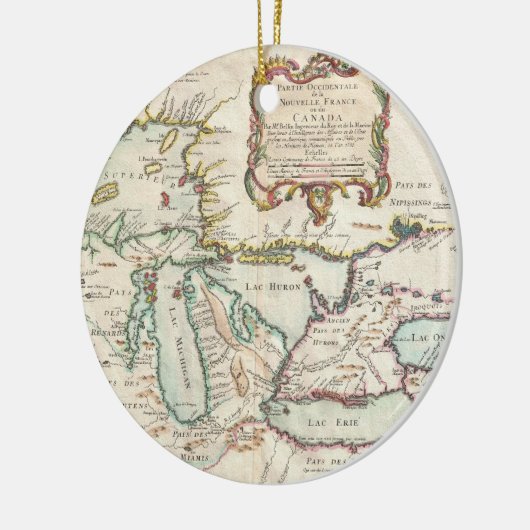 五大湖(1755年)のヴィンテージの地図 セラミックオーナメント (左)