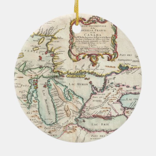 五大湖(1755年)のヴィンテージの地図 セラミックオーナメント (裏面)