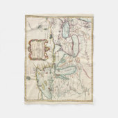 五大湖(1755年)のヴィンテージの地図 フリースブランケット (正面)