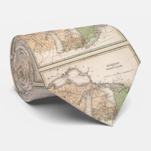 五大湖(1837年)のヴィンテージの地図 ネクタイ