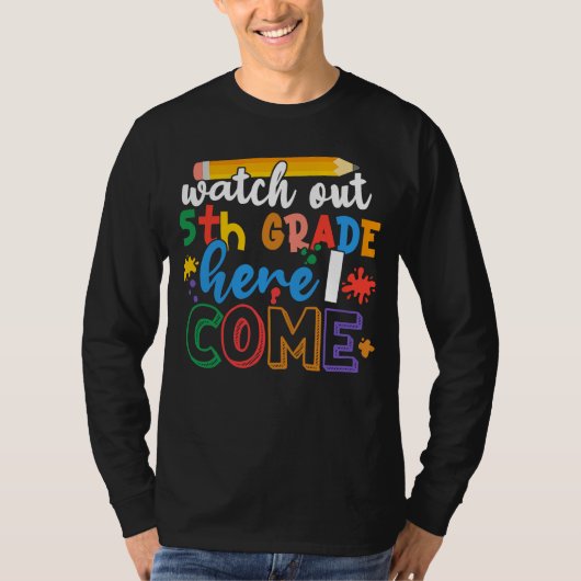 五年生の時来に注意 Tシャツ (正面)