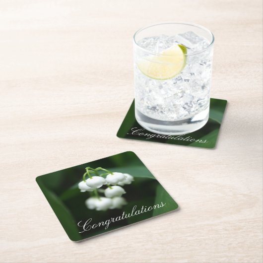 五月の白いユリ スクエアペーパーコースター (インサイチュ)