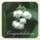 五月の白いユリ スクエアペーパーコースター (正面)