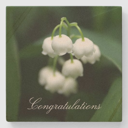 五月の白いユリ ストーンコースター (正面)