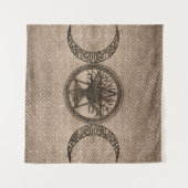 五月星と生命の木を持つトリプルムーン タペストリー (正面(横))