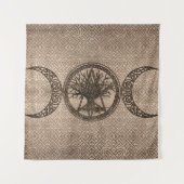 五月星と生命の木を持つトリプルムーン タペストリー (正面)