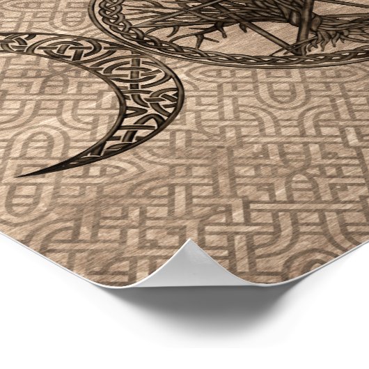 五月星と生命の木を持つトリプルムーン ポスター (角)