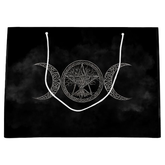 五月星と生命の木を持つトリプルムーン ラージペーパーバッグ (正面)