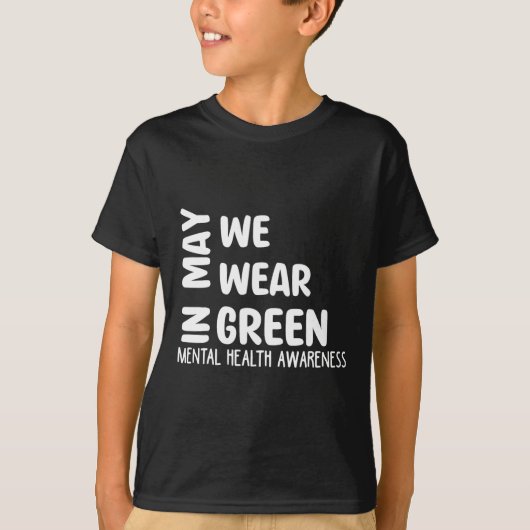 五月衣服グリーンメンタルヘルス認識度月Gr Tシャツ (正面)