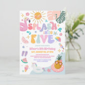 五歳のプールパーティーの夏の誕生日おめでとう 招待状 (スタンド正面)
