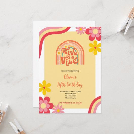 五歳は誕生日の招待状 招待状 (正面/裏面インサイチュ)