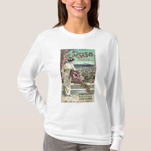 五番目に一年生植物ばら色のフェスティバル広告 Tシャツ (正面)