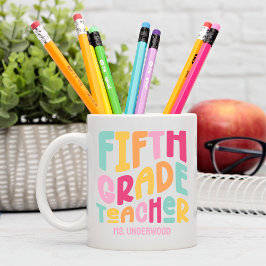 五級先生カラフル文字カスタム ツートーンマグカップ