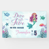 五紫の人魚の女の子に飛び込む5誕生日 横断幕 (横)