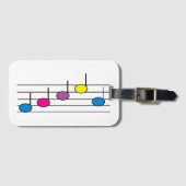 五線譜のカラフルな音符 ラゲッジタグ (正面横)